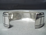 Authentic Thomas Singer Vintage Native American Navajo Sterling Silver Geometric Bracelet-Nativo Arts