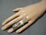 One Of The Biggest Native American #8 Turquoise Sterling Silver Lizard Ring-Nativo Arts