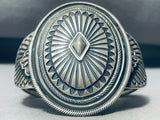 Important Heavy All Silver Vintage Native American Navajo Sterling Silver Bracelet Cuff-Nativo Arts