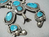 Gail Damon Vintage Native American Navajo Turquoise Sterling Silver Squash Blossom Necklace-Nativo Arts