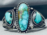 Important Rare Turquoise Vintage Native American Navajo Blue Wind Sterling Silver Bracelet-Nativo Arts