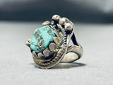 Impressive Vintage Native American Navajo Green Turquoise Sterling Silver Ring-Nativo Arts