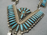 Amazing Vintage Zuni Native American Turquoise Sterling Silver Necklace-Nativo Arts