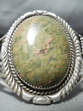 Signed Vintage Native American Navajo Green Turquoise Sterling Silver Bracelet-Nativo Arts