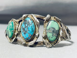 Important Vintage Native American Navajo Turquoise Sterling Silver Bracelet-Nativo Arts