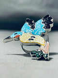 The Best Native American Zuni Turquoise Hummingbird Coral Sterling Silver Ring-Nativo Arts