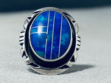 Mel Yazzie Vintage Native American Navajo Azurite Sterling Silver Ring-Nativo Arts
