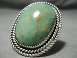 One Of The Biggest Native American Navajo Royston Turquoise Sterling Silver Ring-Nativo Arts