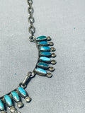 Impressive Vintage Native American Zuni Turquoise Sterling Silver Necklace Signed-Nativo Arts