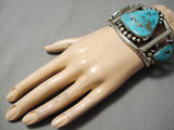 Opulent Vintage Native American Navajo Huge Turquoise Sterling Silver Bracelet Old-Nativo Arts
