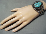 Museum Vintage Native American Navajo #8 Turquoise Sterling Silver Bracelet-Nativo Arts