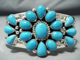 Exquisite Native American Navajo Sleeping Beauty Turquoise Sterling Silver Bracelet-Nativo Arts