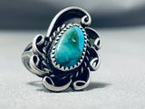 Beautiful Vintage Native American Navajo Pilot Mountain Turquoise Sterling Silver Ring-Nativo Arts