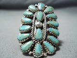 Marvelous Native American Navajo Royston Turquoise Cluster Sterling Silver Ring-Nativo Arts