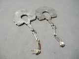 Exquisite Zuni Coral Sterling Silver Earrings Native American-Nativo Arts