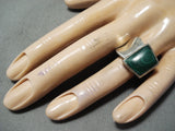 Unique Vintage Native American Navajo Malachite Sterling Silver Ring Old-Nativo Arts