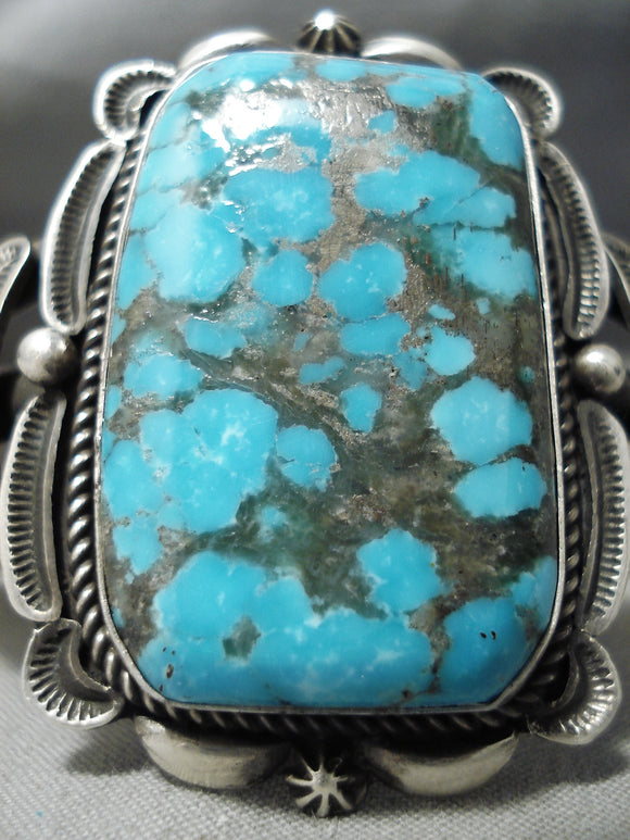 One Of The Best Vintage Native American Navajo Bisbee Turquoise Sterling Silver Bracelet-Nativo Arts