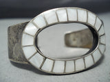 Window Rock Vintage Native American Navajo Mother Of Pearl Inlay Sterling Silver Bracelet-Nativo Arts