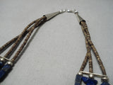 One Of The Best Vintage Native American Navajo Lapis Sterling Silver Necklace Old-Nativo Arts