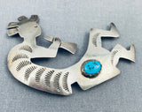 Incredible Vintage Native American Navajo Turquoise Sterling Silver Kokopelli Pin/pendant-Nativo Arts