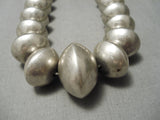 One Of The Finest Hand Tooled Vintage Native American Navajo Sterling Silver Bead Necklace-Nativo Arts