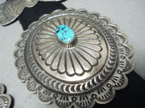 Huge Heavy Vintage Native American Navajo Sleeping Beauty Turquoise Sterling Silver Concho Belt-Nativo Arts