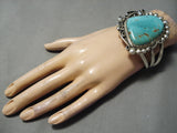 Important Raymond Nez Huge Native American Navajo #8 Turquoise Sterling Silver Bracelet Cuff-Nativo Arts