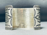 Best All Silver Vintage Native American Navajo Oscar Alexius Sterling Silver Wide Bracelet-Nativo Arts