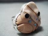 Fascinating Navajo Shell Sterling Silver Frog Ring Native American-Nativo Arts