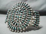 Early Huge Vintage Zuni Native American Navajo Turquoise Sterling Silver Cluster Bracelet-Nativo Arts