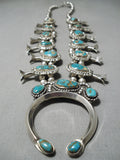 Museum Vintage Native American Navajo Royston Turquoise Sterling Silver Squash Blossom Necklace-Nativo Arts