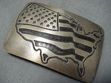 Newsworthy Vintage Zuni Usa Flag Sterling Silver Buckle Native American Old-Nativo Arts