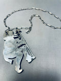 Important Big Vintage Native American Navajo Turquoise Ceremoy Dancer Sterling Silver Necklace-Nativo Arts