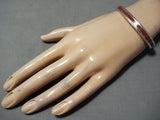 Impressive Zuni Native American Coral Inlay Sterling Silver Bracelet-Nativo Arts