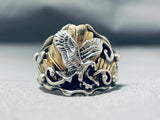 Signed Vintage Native American Navajo 12k Gold Filled Sterling Silver Eagle Ring-Nativo Arts