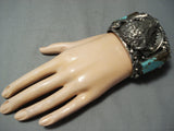Crazy Buffalo Huge Native American Navajo Turquoise Sterling Silver Bracelet- 210 Grams!-Nativo Arts
