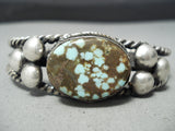 Opulent Vintage Native American Navajo #8 Turquoise Sterling Silver Coiled Bracelet-Nativo Arts