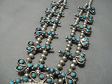 Museum Vintage Native American Navajo Turquoise Sterling Silver Squash Blossom Necklace Old-Nativo Arts
