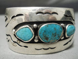 Superior Vintage Hopi/ Native American Navajo Turquoise Sterling Silver Overlay Bracelet Old-Nativo Arts