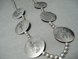 Rare Longer Vintage Native American Navajo Hand Tooled Sterling Silver Necklace-Nativo Arts