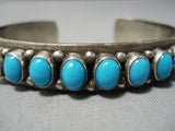 Wonderful Rich Begay Vintage Native American Navajo Blue Turquoise Sterling Silver Bracelet Old-Nativo Arts