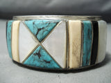 One Of The Best Vintage Native American Navajo Blue Diamond Turquoise Sterling Silver Bracelet-Nativo Arts
