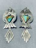 One Of The Best Vintage Native American Navajo Royston Turquoise Sterling Silver Earrings-Nativo Arts