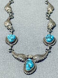 Beautiful Vintage Native American Navajo Turquoise Sterling Silver Necklace Signed-Nativo Arts