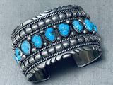 Dynamic Vintage Native American Navajo Kingman Turquoise Sterling Silver Bracelet Signed-Nativo Arts