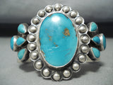 Gerald Yazzie Vintage Native American Navajo Turquoise Sterling Silver Repoussed Bracelet-Nativo Arts