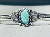 Signed Native American Navajo Old Kingman Turquoise Sterling Silver Bracelet-Nativo Arts