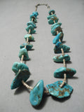 Native American Superior Tabs Of Turquoise Vintage Navajo Sterling Silver Necklace Old-Nativo Arts