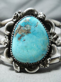 Superior Vintage Native American Navajo Kingman Turquoise Sterling Silver Bracelet Old-Nativo Arts