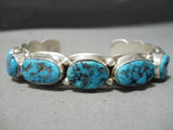Native American Impressive Vintage Apache Morenci Turquoise Sterling Silver Bracelet Old-Nativo Arts